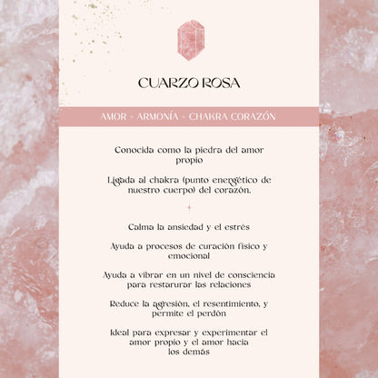 Botella con cuarzo rosa - acero